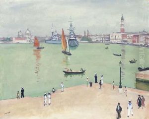 Bateaux De Guerre Sur Le Bassin, Venise by Albert Marquet