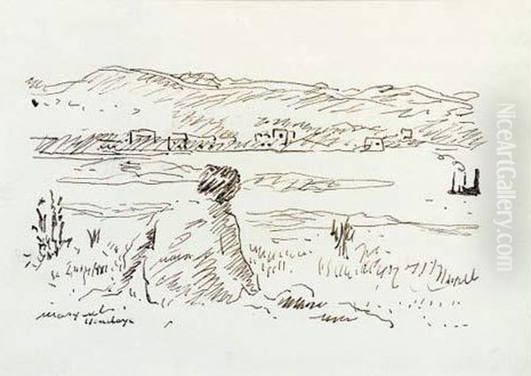 Jeune Assis Dans L'herbe - view 1