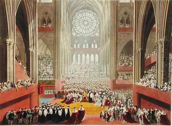 The Ceremony of the Homage, 19th July 1821, from an album celebrating the Coronation of King George IV 1762-1830 engraved by William James Bennett 1787-1844 published 1824 - view 1