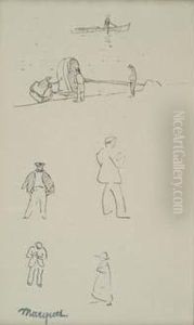 Le Quai Et Etudes De Personnages by Albert Marquet
