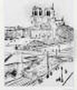 Notre-dame De Paris Et Le Quai Saint-michel. Vers 1927. by Albert Marquet