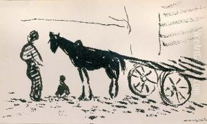 Cheval Tirant Une Charrette