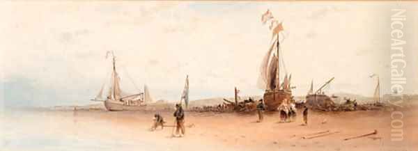 Beached fishing vessels in a coastal landscape - view 1