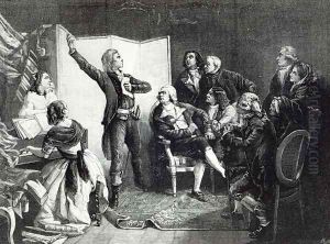 Rouget de LIsle, Composer of the Marseillaise, singing it for the first time to his friends, from Leisure Hour, 1888 by Pils, Isidore