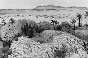 Oasis Aquarelle Signee En Bas A Droite.16 X 23 Cm by Albert Marquet