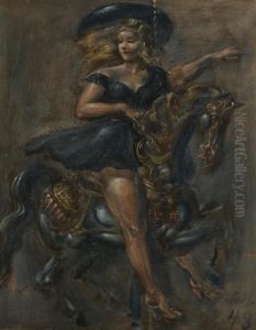 Girl On Carrousel by Reginald Marsh