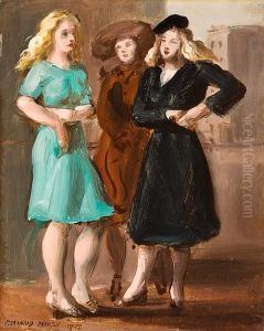 Three Women Standing On A Corner by Reginald Marsh