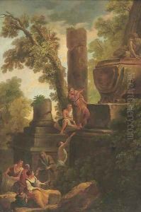 A capriccio of a tomb with onlookers A capriccio of a tomb with onlookers
