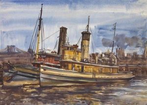 Tugboats Near The Brooklyn Bridge