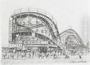 Cyclone Faster Than Ever - Coney Island by Reginald Marsh