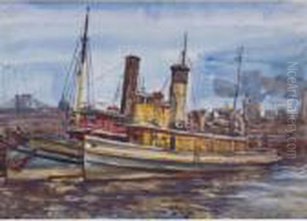 Tugboats By The Brooklyn Bridge - view 1