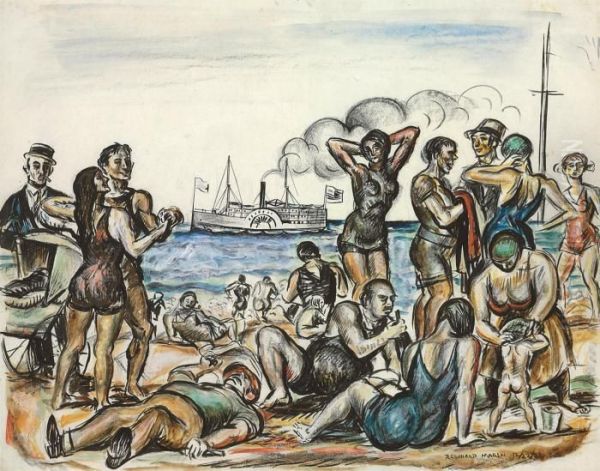 Figures On The Beach - view 1