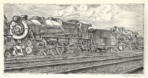 P. R. R. Loco Waiting To Be Junked. by Reginald Marsh