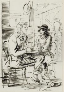 Man And Woman Seated At A Cafe by Reginald Marsh