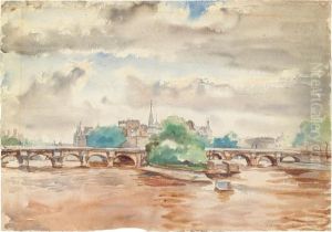 The Pont Neuf And Ile De La Cite, Paris. by Reginald Marsh