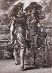 Two Girls On A Boardwalk by Reginald Marsh
