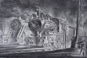 Switch Engines, Erie Yards by Reginald Marsh