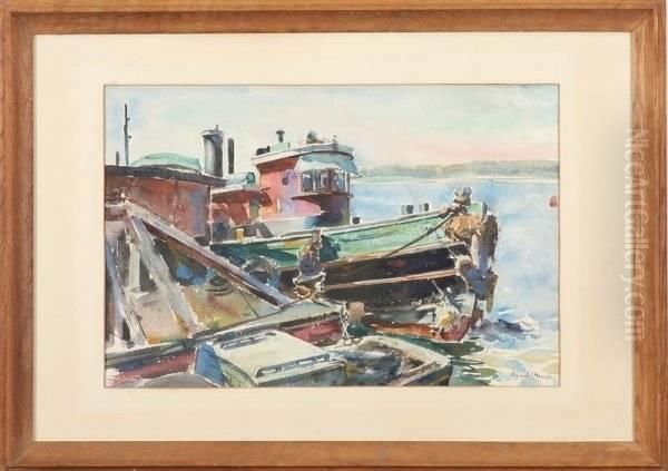 Water Scene With Tugboat - view 1