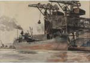 Burns Coal And Coke Yards In Gravesend Bay, Coney Island, Brooklyn by Reginald Marsh