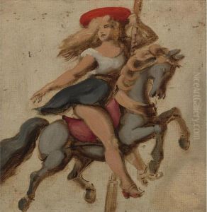 Girl On A Carousel Horse by Reginald Marsh