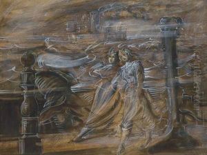 ''two Girls And A Ferry'' by Reginald Marsh