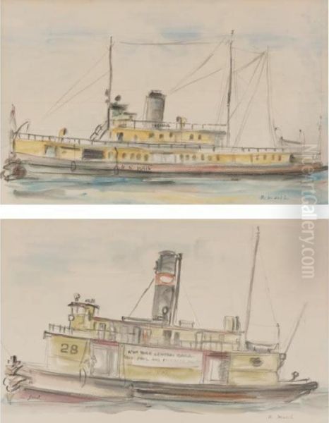 New York Harbor Mail Boats: A Pair Of Studies - view 1