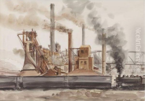 Industrial Landscape With Railroad Cars - view 1