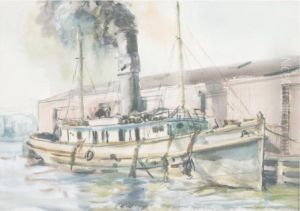 Docked Tugboat by Reginald Marsh