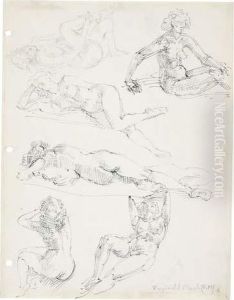 Studies Of Female Nudes by Reginald Marsh