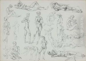 Studies Of Female Nudes by Reginald Marsh