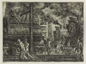 Erie R.r. Locos Watering (sasowsky 155) by Reginald Marsh