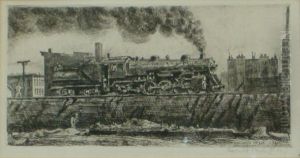 Locomotive Going Through Jersey City by Reginald Marsh