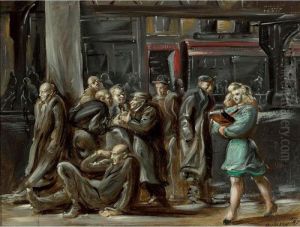 Girl In Green On The Bowery And Acrobats At Coney Island: A Double-sided Painting by Reginald Marsh