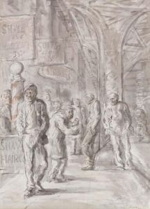 Bowery Scene (strokey's) by Reginald Marsh