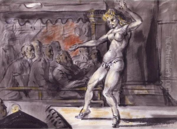 Burlesque Dancer: A Double-sided Watercolor - view 1