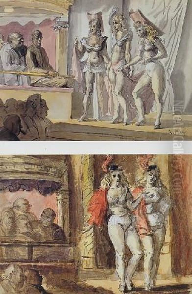 The Burlesque Show: A Double-sided Watercolor - view 1