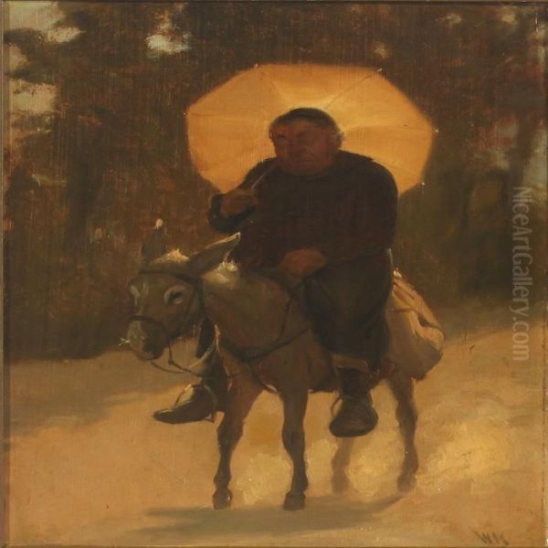 Monk Riding On A Donkey - view 1