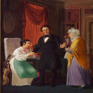 Interior With A Girlwho Is Crossed In Love