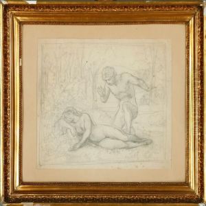 A Young Man Approaches A Sleeping Nymph by Wilhelm Marstrand