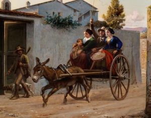 Italian Village Scene by Wilhelm Marstrand