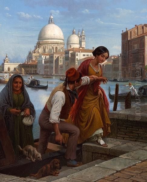 A Ferry Scene From The Canal Grande In Venice. - view 1