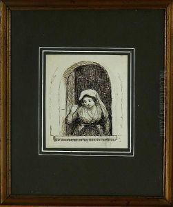 A Venetian Woman By The Window.
Unsigned. Inscribed Verso W. Marstrand. Drawing Ink On Paper. Sheet Size
12 X 10 Cm by Wilhelm Marstrand