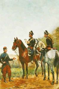 Police Officers on an Inspection Tour Checking a Serviceman in 1885