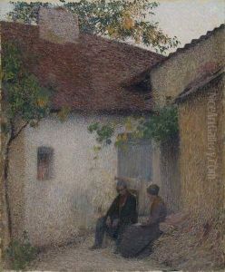 Couple En Conversation Devant La Ferme