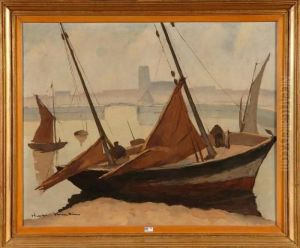 Coin D'un Port De Peche Anime by Henri Martin