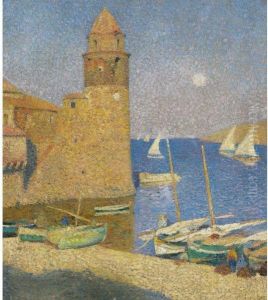 La Tour De Collioure, Lever De Lune by Henri Martin