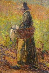 Paysanne Au Chapeau Et Au Panier by Henri Martin
