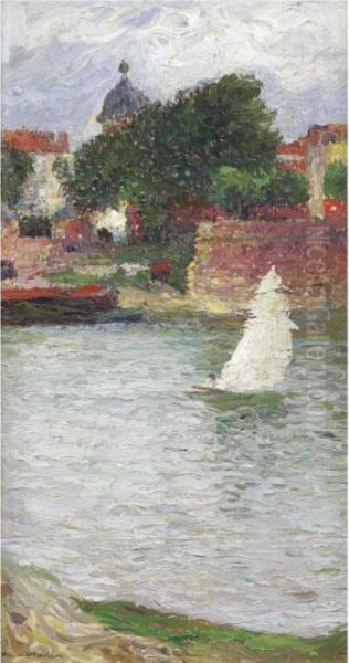 Voilier Sur La Garonne Devant L'e Saint-pierre A Toulouse by Henri Martin
