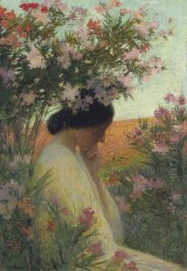 La Pensee, Femme En Meditation Dans Un Bosquet De Laurierrose by Henri Martin