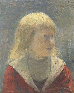 Portrait D'enfant Blond
 Huile Sur Toile, Signee, Datee <91> Et Dedicacee <a Son Ami Fourrier> En Haut A Droite